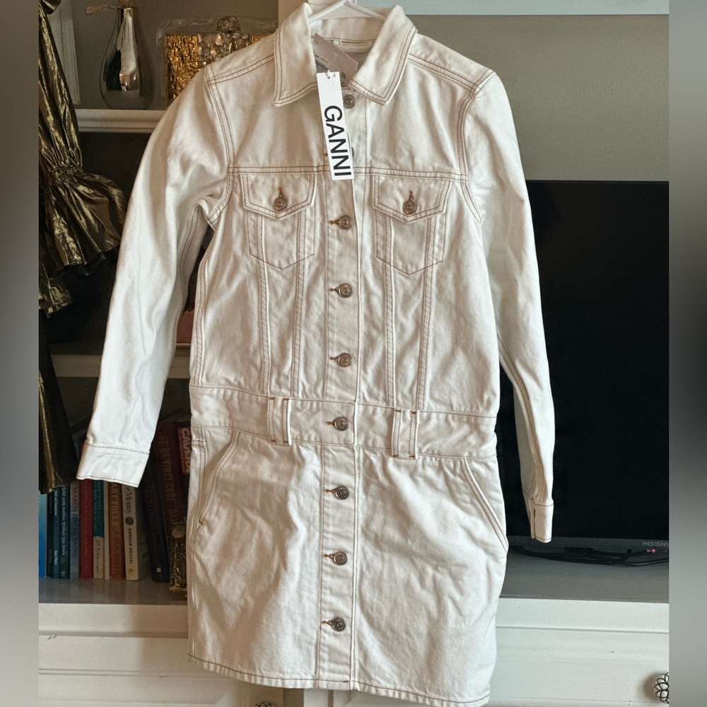 ******SOLD********GANNI Denim Mini Dress NWT - Picture 4 of 10